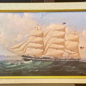 Nautical Art Print with Gold Frame